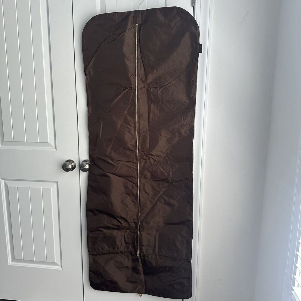 Louis Vuitton Full Length Nylon Garment Bag Shoe Compartment Brown 61” France